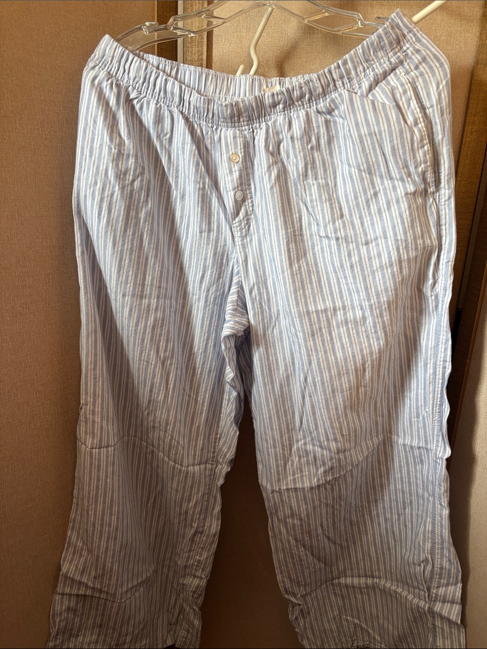 Hollister Blue and White Striped Sleep Pants Large